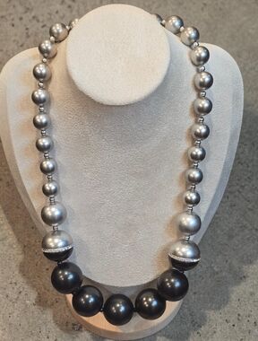 Kate Spade Silver and Black Beaded Statement Necklace